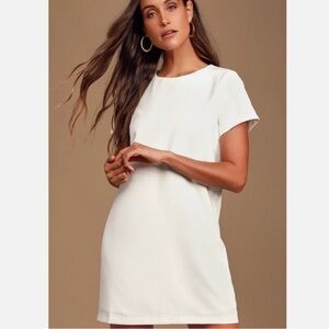 Lulu's Chic Ivory Zip Up Back Mini Dress
